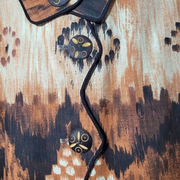 NEW VTG Brown Argyle Pattern Western Rodeo Button Front Cowgirl Top Size Large - Picture 4 of 12